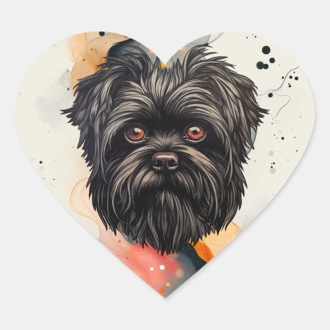 Sticker Cœur Affenpinscher Monkey Dog Affens Terrier (Devant)