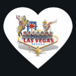 Sticker Cœur Affiche de bienvenue Las Vegas<br><div class="desc">* Au magasin *Las Vegas Icons*, vous trouverez des designs incluant certains des sites les plus populaires de Las Vegas, y compris l'Affiche de bienvenue Las Vegas, des puces de poker simulées, des tables de dés et de craps. **** * Style LasVegas * Sticker d'Affiches de bienvenue Las Vegas par...</div>