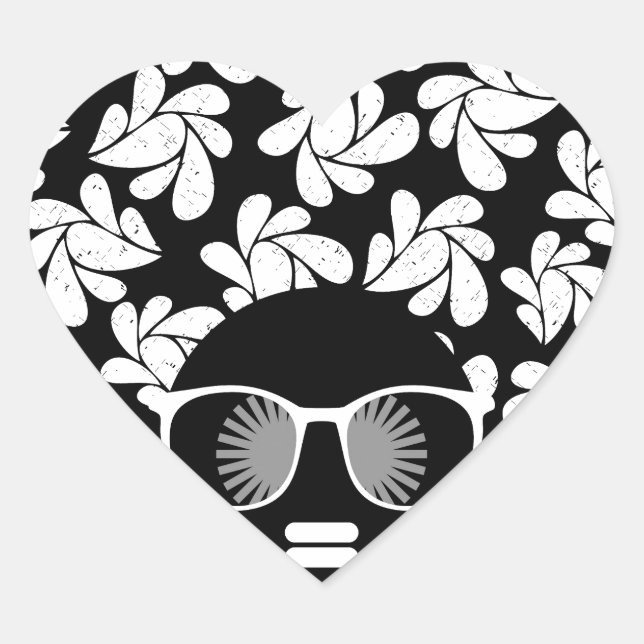 Sticker Cœur Afro Love Noir & Blanc (Devant)
