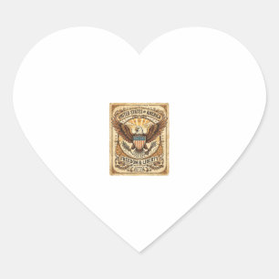 Sticker Cœur Aigle chauve vintage patriotique en détresse