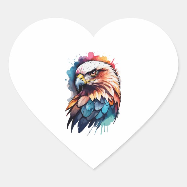 Sticker Cœur Aigle coloré (Devant)