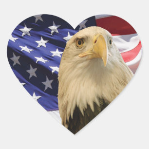 Sticker Cœur Aigle et drapeau américains