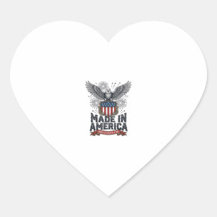 Sticker Cœur Aigle Patriotique Fabriqué en Amérique Vintage