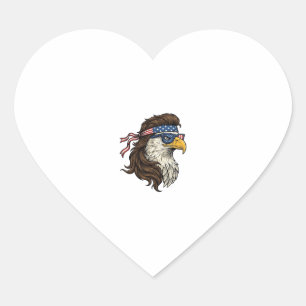 Sticker Cœur Aigle patriotique Mullet Gravure vintage vecteur D