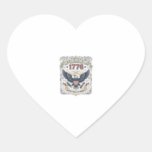 Sticker Cœur Aigle Vintage Amérique 1776 Patriotique