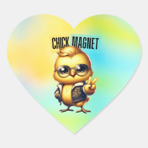 Sticker Cœur Aimant Poussin Mignon Drôle de Pâques