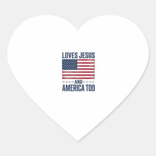 Sticker Cœur Aime Jésus et l'Amérique aussi T-shirt chrétien pa