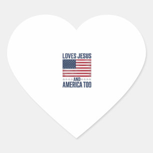 Sticker Cœur Aime Jésus et l'Amérique aussi T-shirt chrétien pa
