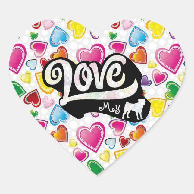 Sticker Cœur Aimer mon Carlin (Devant)