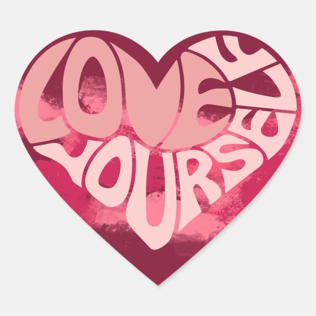 Sticker Cœur Aimez-Vous Cœur Rose Rétro (Devant)
