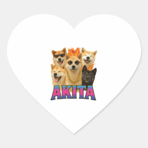 Sticker Cœur Akita 