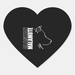 Sticker Cœur Alaskan Malamute Profil chien maman