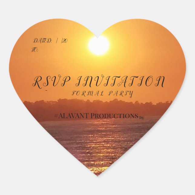 Sticker Cœur #ALAVANT Productions Sunset Ocean Invitations (Devant)