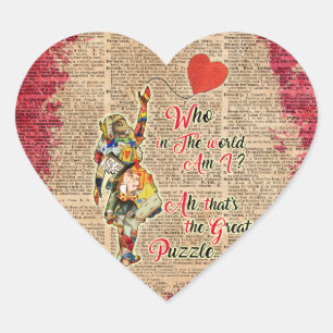 Sticker Cœur Alice, citation vintage de collage de &Rabbit fou