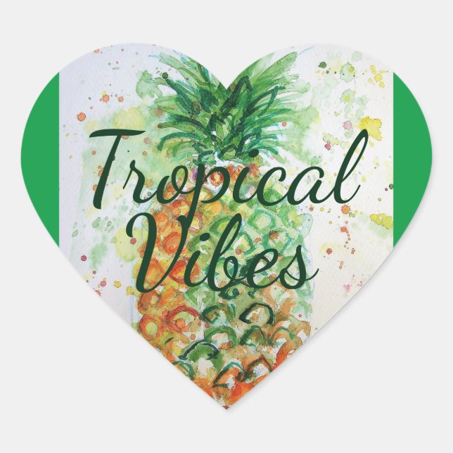 Sticker Cœur Alimentation en ananas Vibes tropicales Vibes oran (Devant)