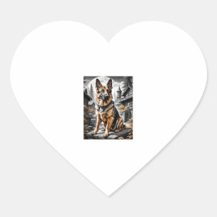 Sticker Cœur Allemand Berger Chien Tête Portrait Amoureux des c