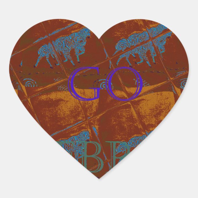 Sticker Cœur Allez Zebra Safari Art Imprimer/Graphique (Devant)