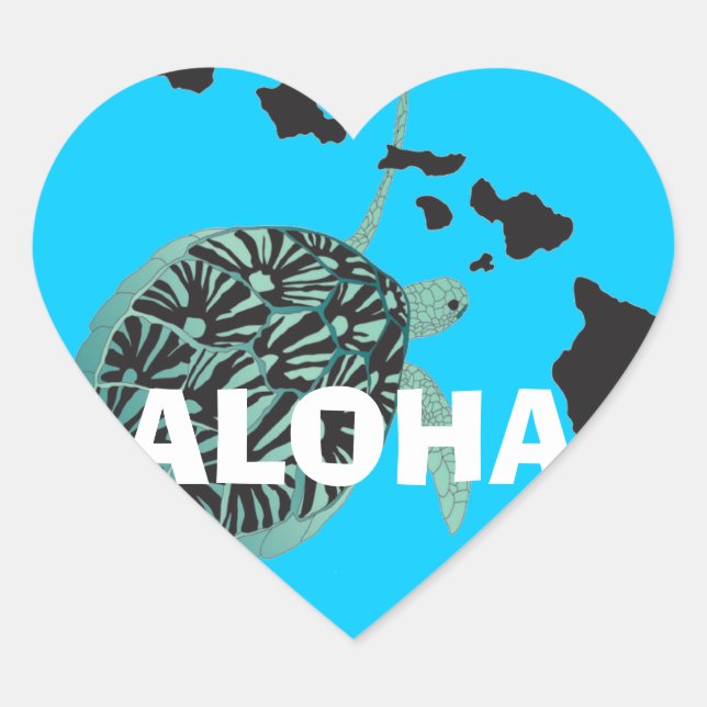 Sticker Cœur Aloha Hawaii (Devant)