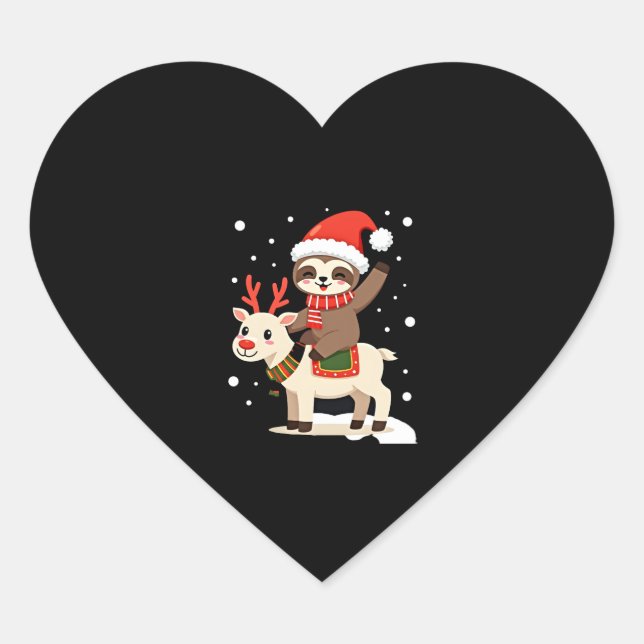 Sticker Cœur Alpaca Sloth Christmas (3) (Devant)