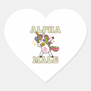 Sticker Cœur Alpha Homme Ironique Unicorne 1