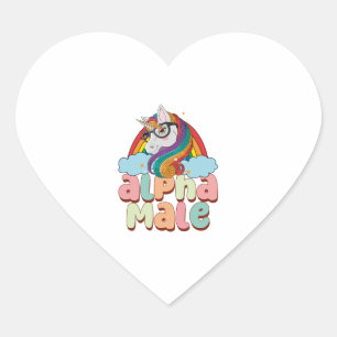 Sticker Cœur Alpha Homme Ironique Unicorne 2
