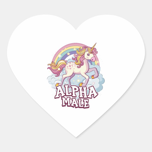 Sticker Cœur Alpha Homme Unicorne (Devant)