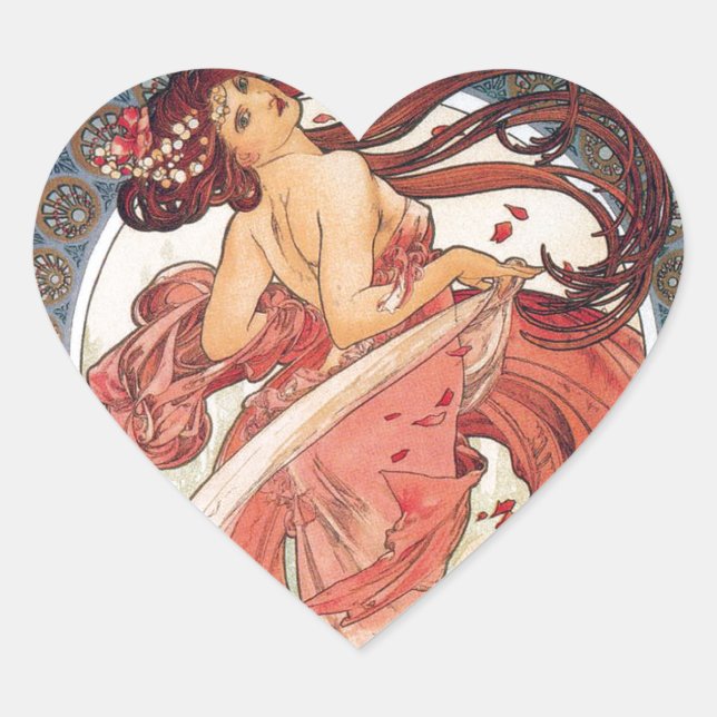 Sticker Cœur Alphonse Mucha , “ Dance ” (Devant)