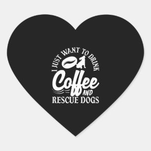 Sticker Cœur Amateur De Café Boire Café Secourir Chiens