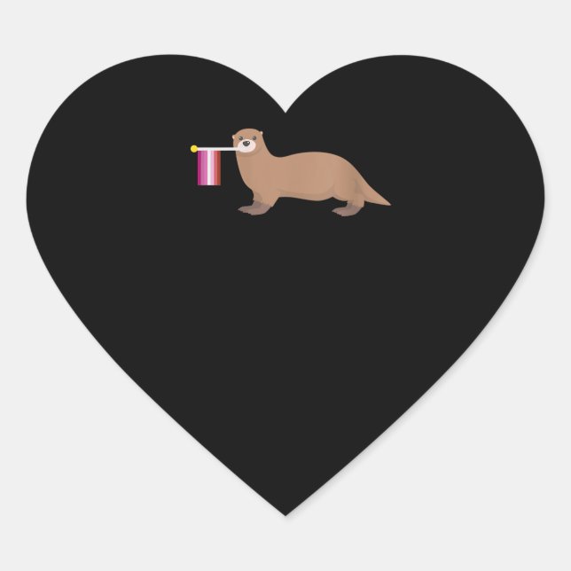 Sticker Cœur Amateurs de Otter | Otter Lesbian Flag migre Arc-e (Devant)