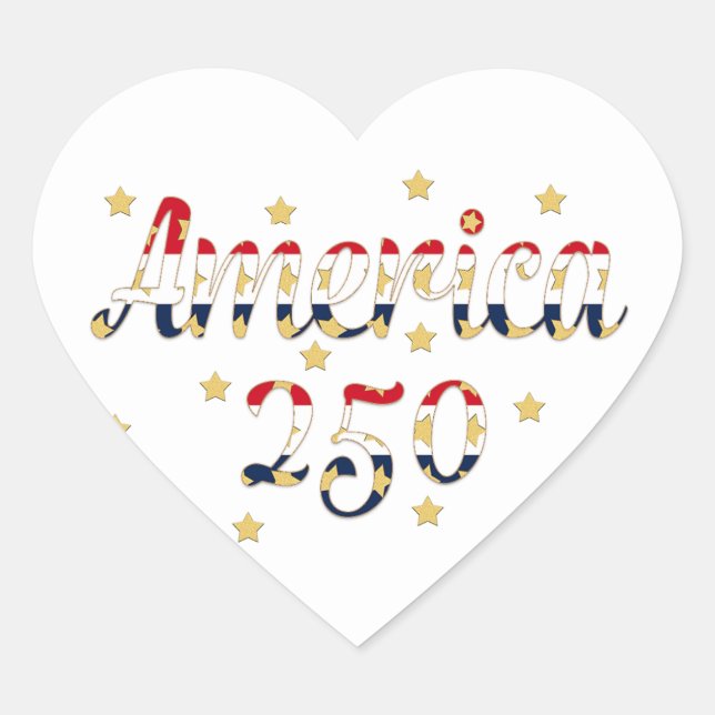 Sticker Cœur America 250 red white blue gold  (Devant)