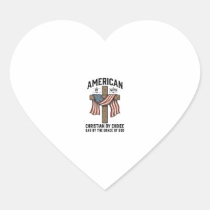 Sticker Cœur Américain par la Foi Christian Papa Croix Patrioti