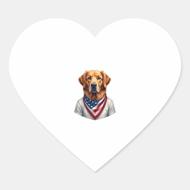 Sticker Cœur American Canine Golden Retriever Vintage Tee (Devant)