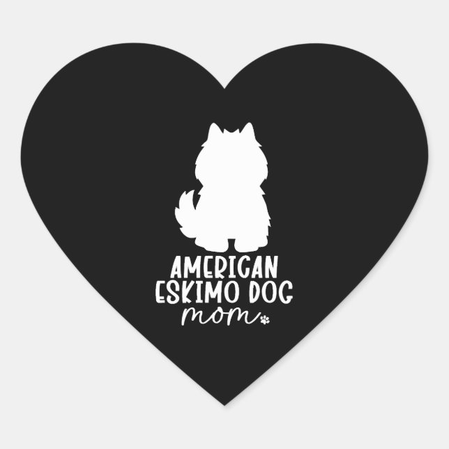Sticker Cœur American Eskimo Chien Maman (Devant)