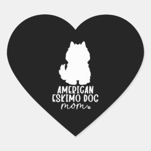 Sticker Cœur American Eskimo Chien Maman