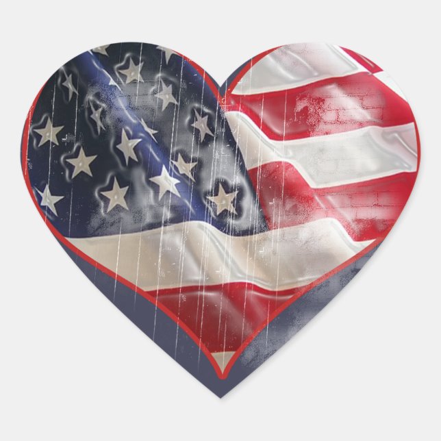 Sticker Coeur American Flag, Stars et Stripes (Devant)
