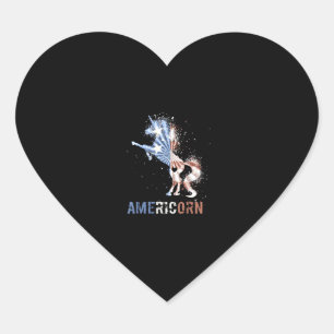 Sticker Cœur American Flag Tshirt Patriotic Unicorn 4
