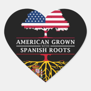 Sticker Cœur American Grosse avec des racines espagnoles Espagn