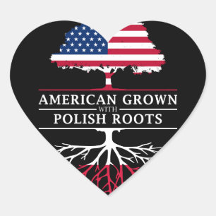 Sticker Cœur American Grosse avec des racines polonaises Pologn
