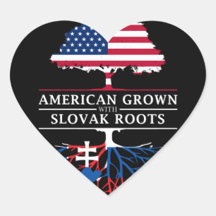 Sticker Cœur American Grosse avec des racines slovaques Slovaqu