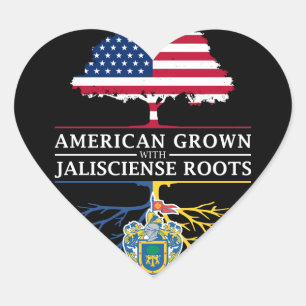 Sticker Cœur American Grosse avec Jalisciense Roots Jalisco