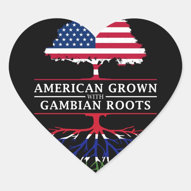 Sticker Cœur American Grosses with Gambian Roots Gambia Design (Devant)