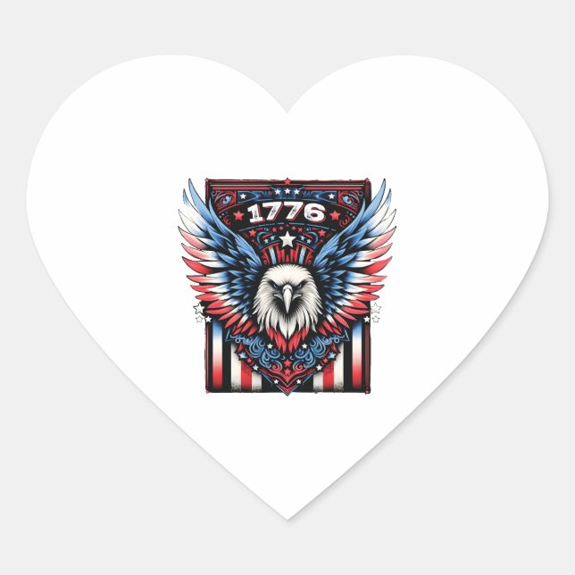 Sticker Cœur American Patriot 1776 Eagle Design Collections (Devant)