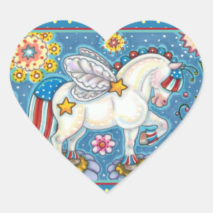 Sticker Cœur AMÉRICANA WHIMSYNICKER PATRIOTIQUE PONY Imaginaire