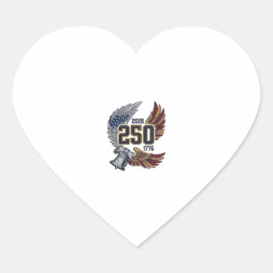 Sticker Cœur Amérique 250 Ailes d'aigle 2026 Dessin patriotique