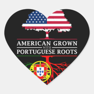 Sticker Cœur Amérique grandit avec des racines portugaises Port