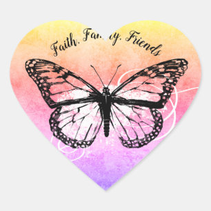 Sticker Cœur Amis inspirés de foi d'arc-en-ciel de papillon