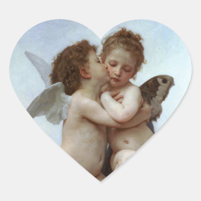 Sticker Cœur Amor et Psyche comme Enfants / Angels Premier bais (Devant)