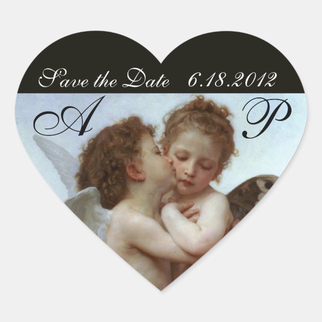 Sticker Cœur Amor et Psyche comme Enfants Mariage Party Monogra (Devant)