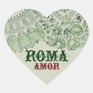 Sticker Cœur Amor Roma avec dentelle Vintage