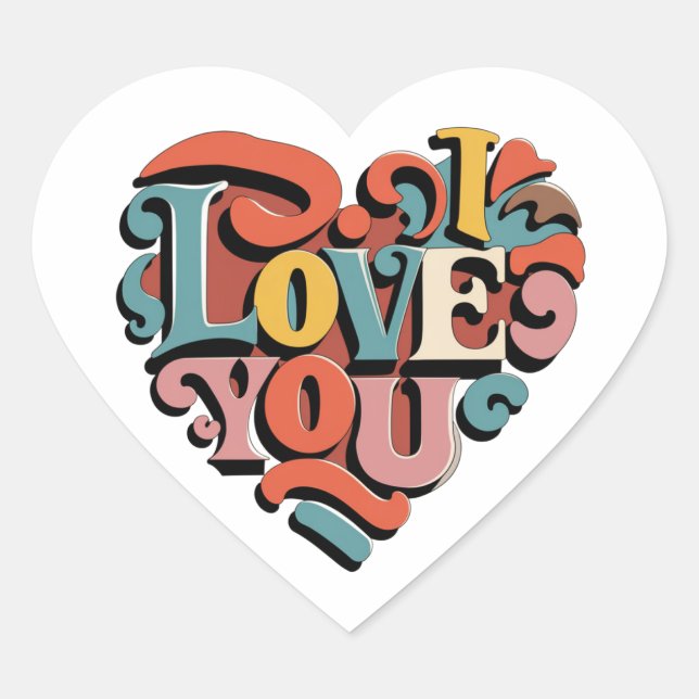 Sticker Cœur Amour à Cœur Rétro Psychedelia (Devant)